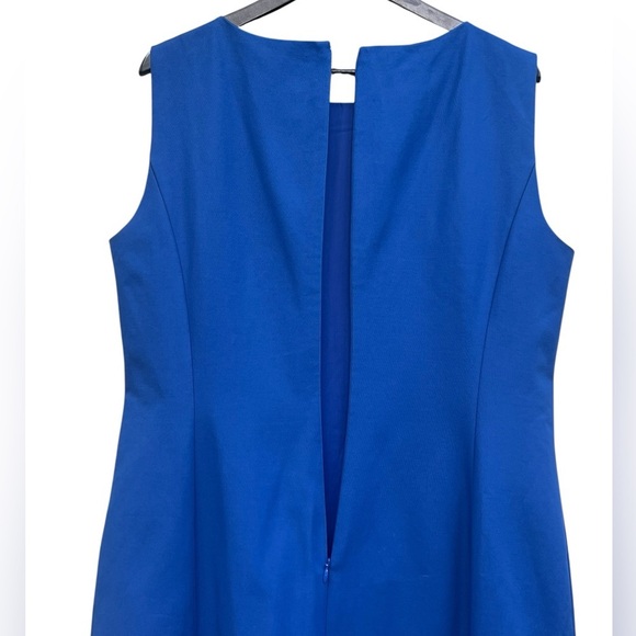 Lafayette 148 blue cotton blend sleeveless sheath dress office professional - Picture 7 of 12